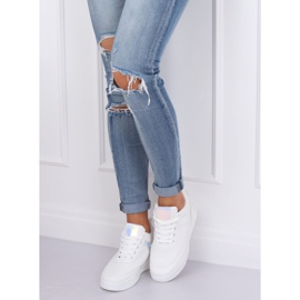 Valkoiset urheilukengät kiilakorot 85-429 VALKOINEN / HOPEA 2