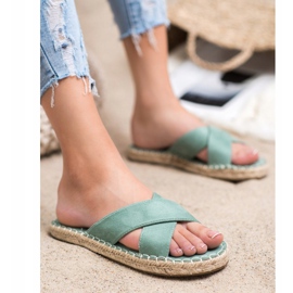 SHELOVET Mukavat mokkanahkatossut vihreä 1