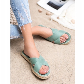 SHELOVET Mukavat mokkanahkatossut vihreä 2