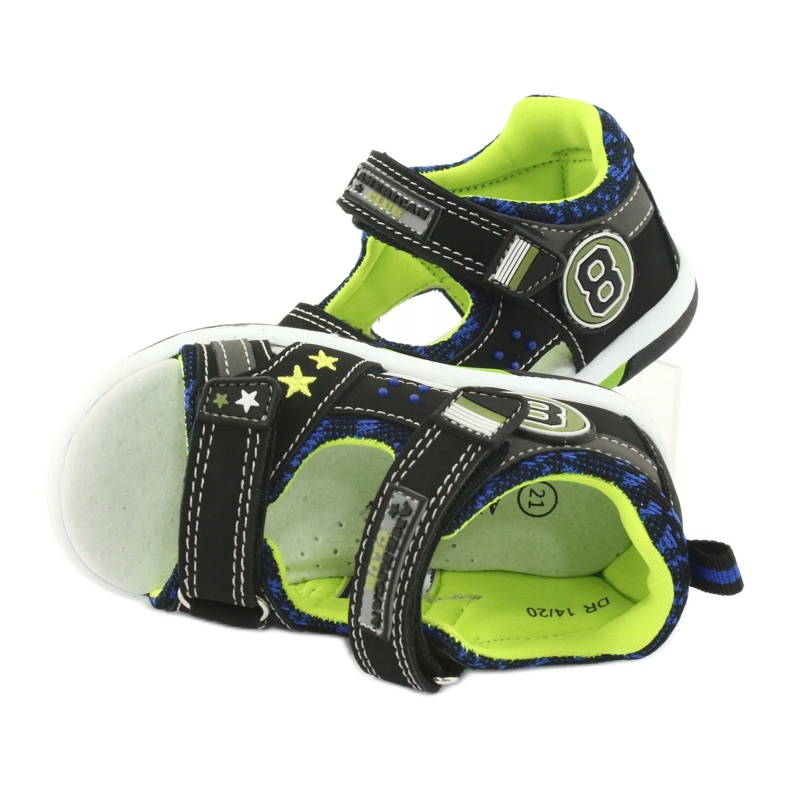 American Club Sandaalien nahkainen lisäys, joka on koristeltu kahdeksan ja tähtiä DR14/20 Musta ja vihreä 5