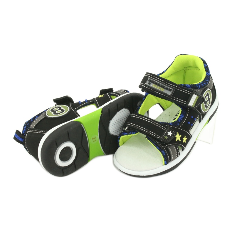 American Club Sandaalien nahkainen lisäys, joka on koristeltu kahdeksan ja tähtiä DR14/20 Musta ja vihreä 4