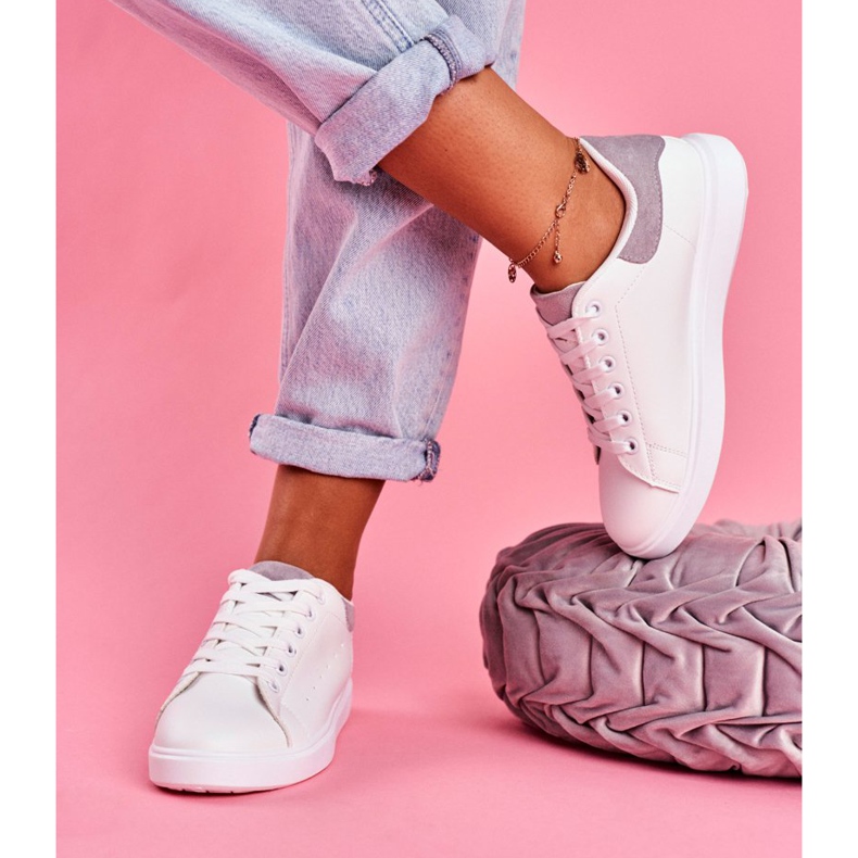 SEA Naisten urheilukengät valkoiset, harmaalla korolla Milly valkoinen 2