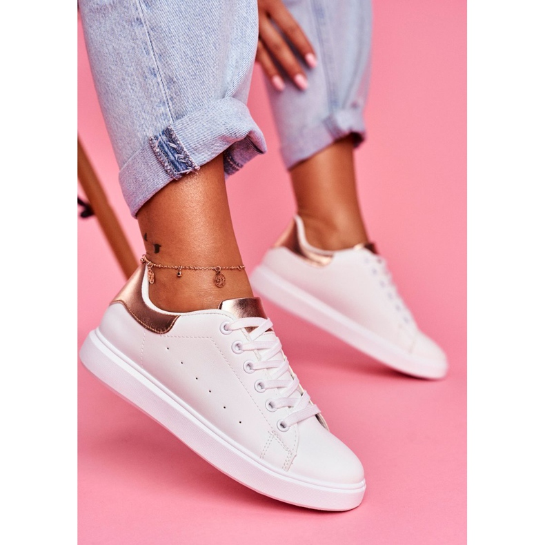 SEA Naisten urheilukengät valkoiset, kantapäällä samppanja Milly valkoinen vaaleanpunainen 1