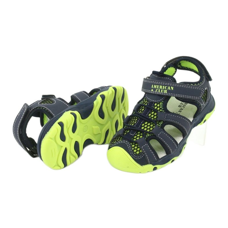 Sandaalit nahkaa American Club XD06 / 20 laivastonsininen vihreä 3