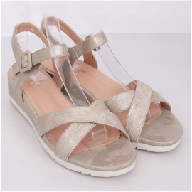 Sandaalit matalalla kiilakorolla kultaa NS115P LT.GOLD kultainen 1