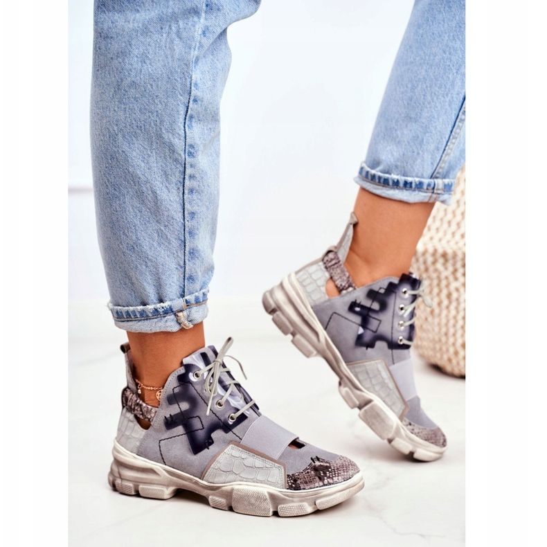 Naisten nahkakengät Maciejka 04423-13 harmaa 1