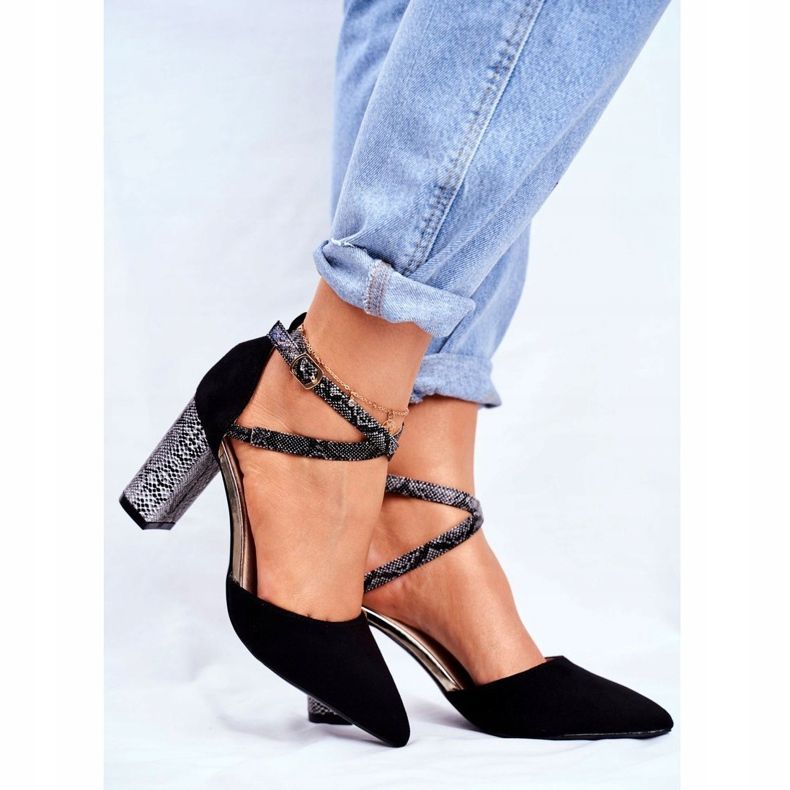 S.Barski Naisten Avokkaat kantapäällä Käärme musta yhdessä monivärinen 1