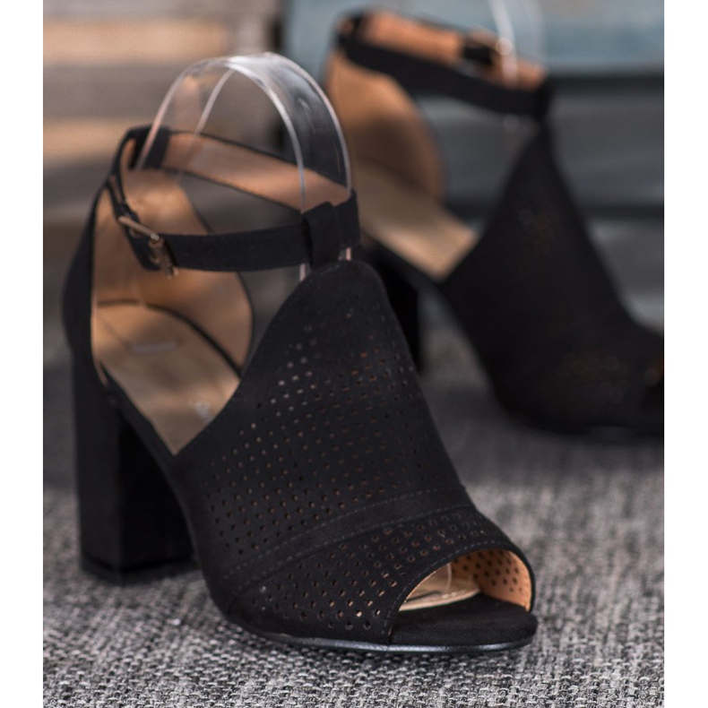 Small Swan Tyylikkäät Openwork -sandaalit musta 2