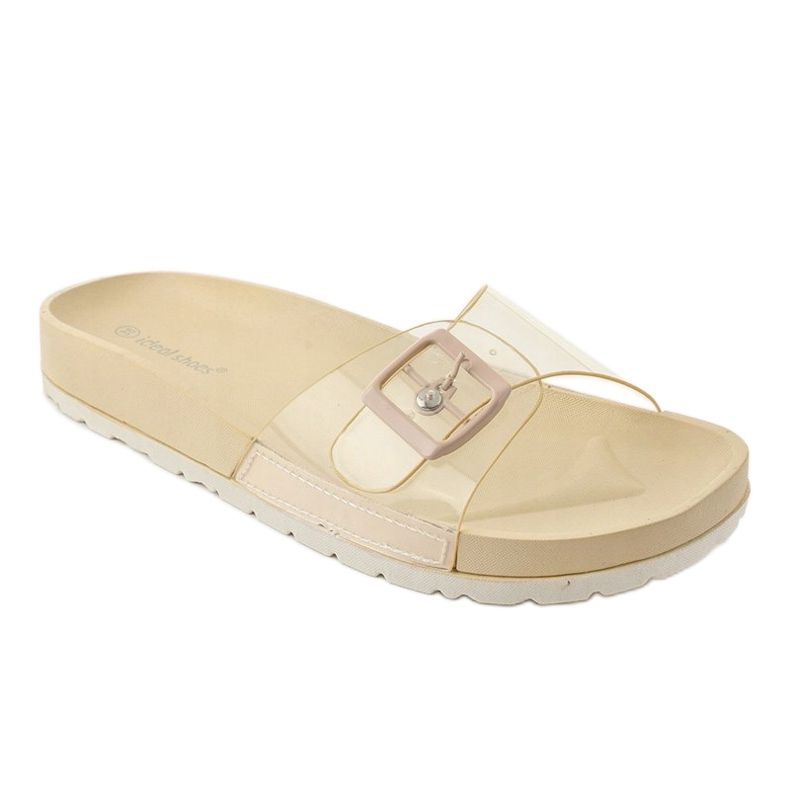 Beige läpinäkyvät tossut SE-9606-soljella 1