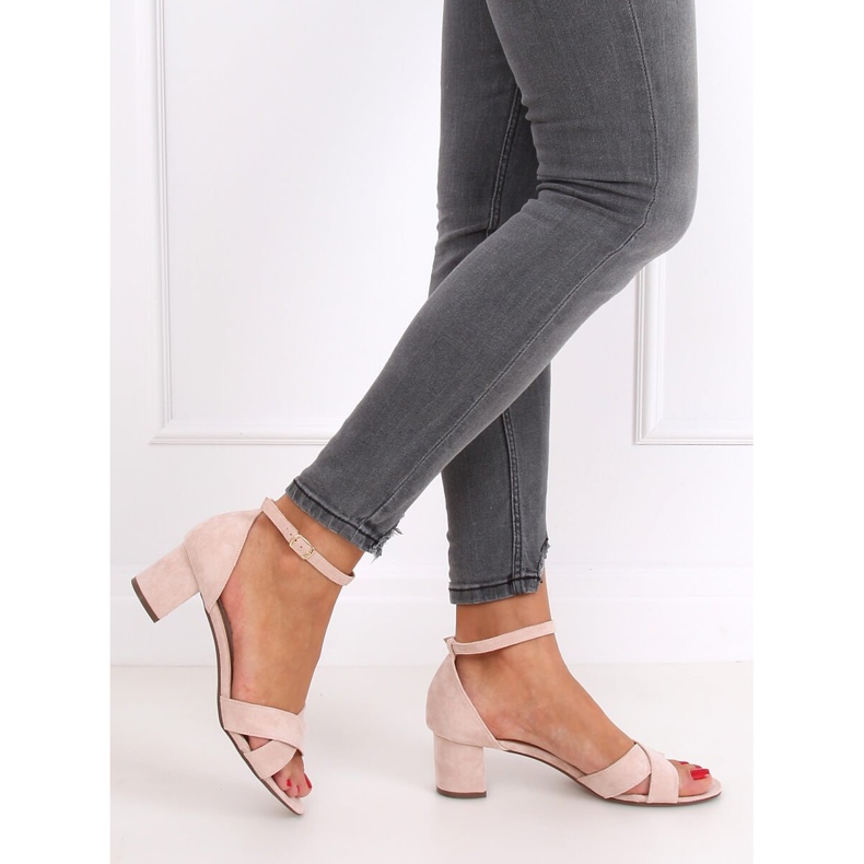 Korkeakorkoiset sandaalit beige ja vaaleanpunainen F189P Beige ruskea 2