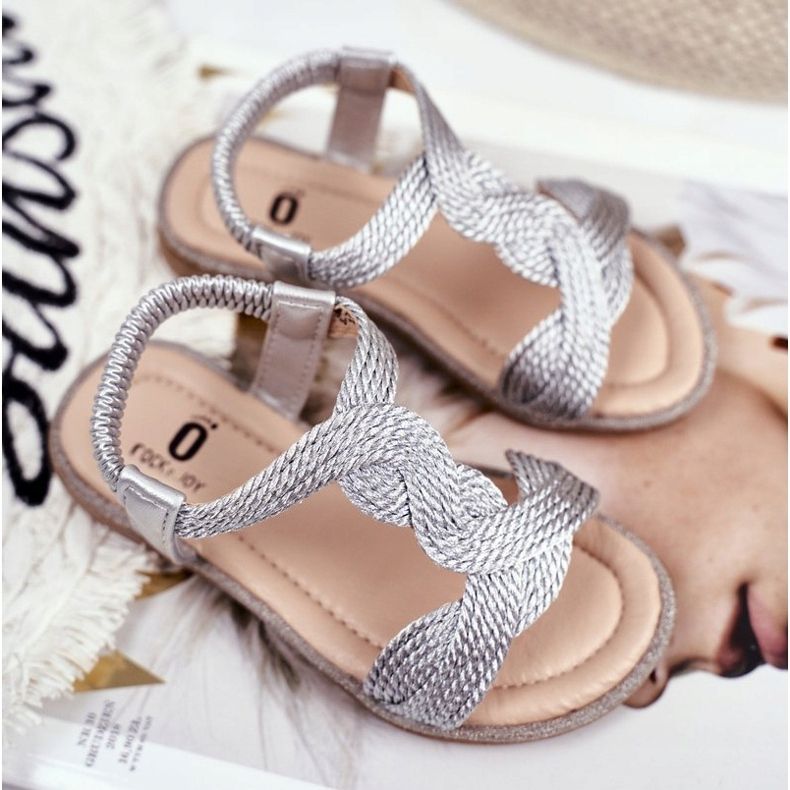 FRROCK Lasten hopeiset Lamado -sandaalit harmaa 1