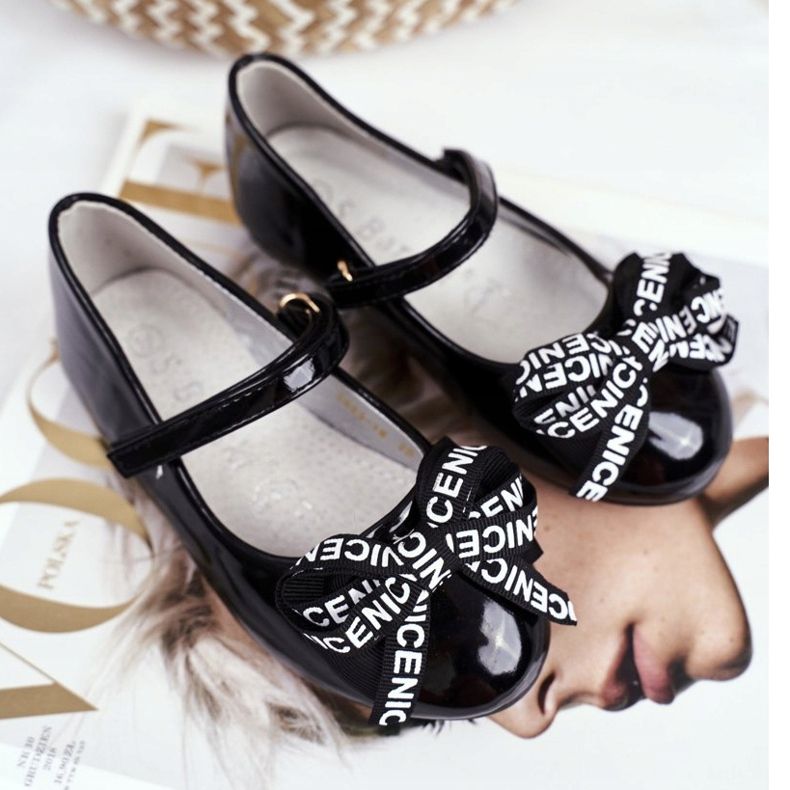 S.Barski Lasten mustat ballerinat tarranauhalla Barski Mindi 2