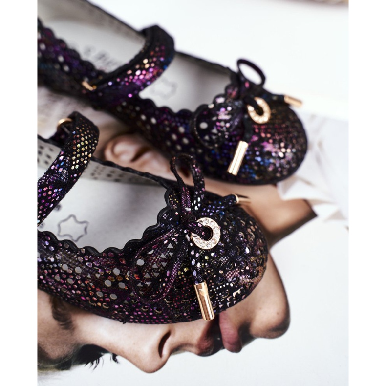 S.Barski Lasten mustat avo -ballerinat tarranauhalla Barski Remtro 1