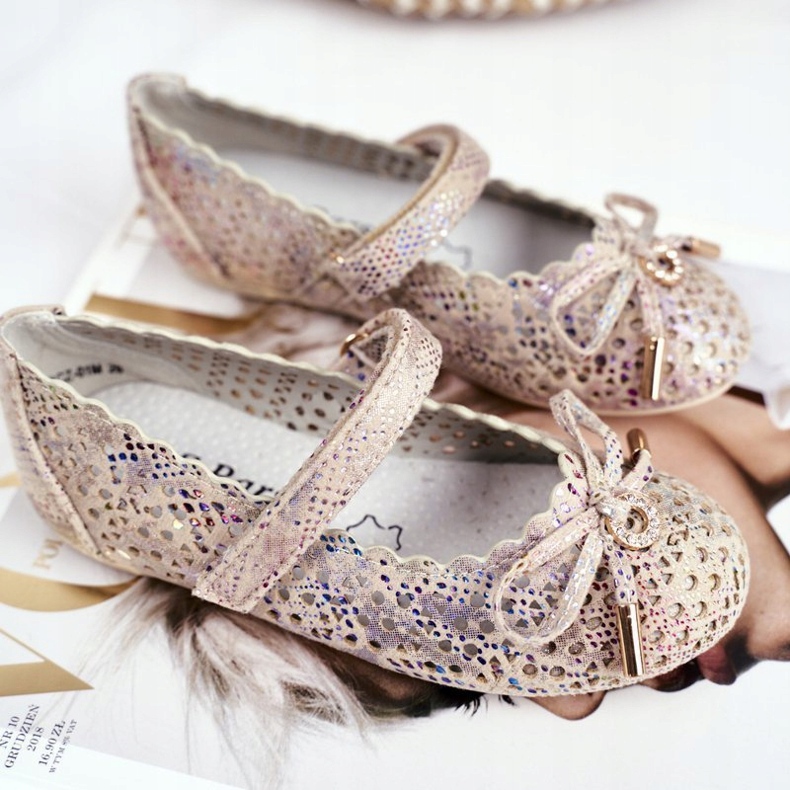 S.Barski Lasten beige -openwork -ballerinat tarranauhalla Barski Remtro 1