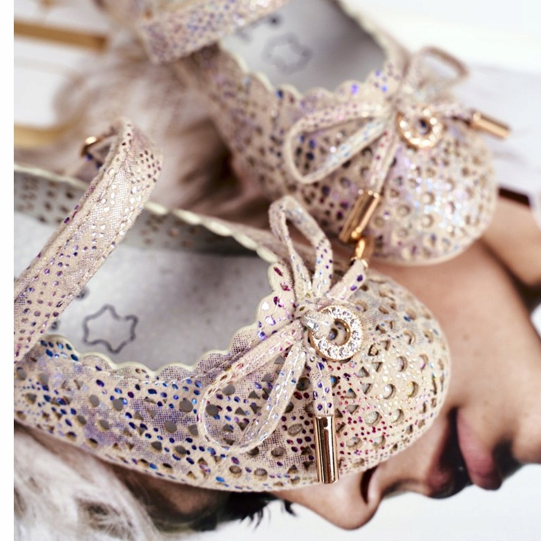 S.Barski Lasten beige -openwork -ballerinat tarranauhalla Barski Remtro 2