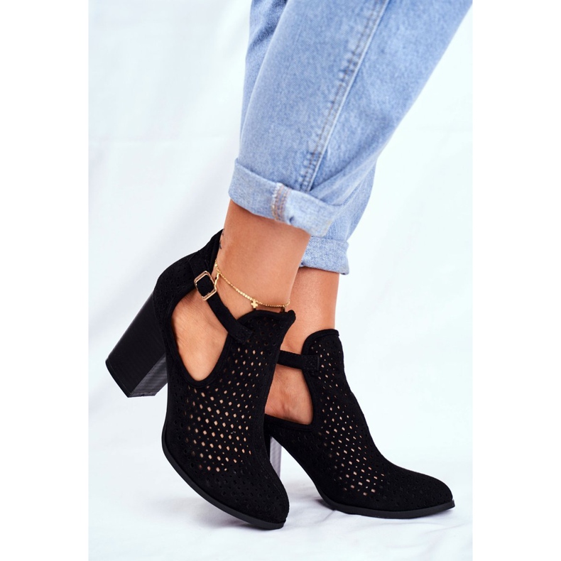 Bellucci Naisten saappaat kantapäässä Mokkanahka avoin musta Morrena 1