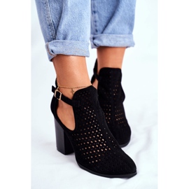 Bellucci Naisten saappaat kantapäässä Mokkanahka avoin musta Morrena 2