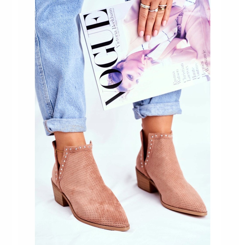 Bellucci Naisten saappaat kantapäässä Mokkanahka Openwork Pink Margate vaaleanpunainen 1