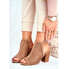 FB1 Naisten avoimet saappaat Peep Toe Beige Paradise 2