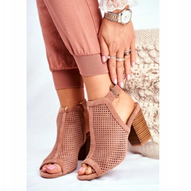 FB1 Naisten avoimet saappaat Peep Toe Pink Paradise beige vaaleanpunainen 1