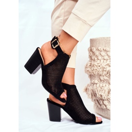 FB1 Naisten avoimet saappaat Peep Toe Black Paradise musta 2