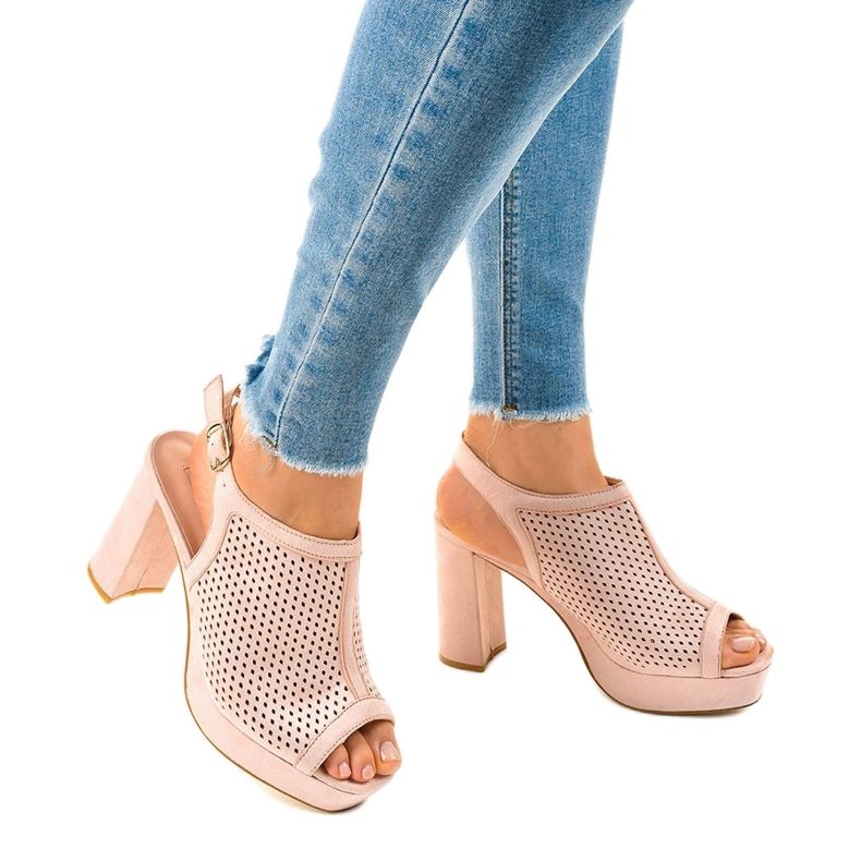 Beige avoin kantapää sandaalit 9R82 1