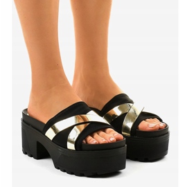 Mustat korkeakorkoiset tossut CL-3A309-42 keltainen 1