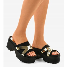 Mustat korkeakorkoiset tossut CL-3A309-42 keltainen 2