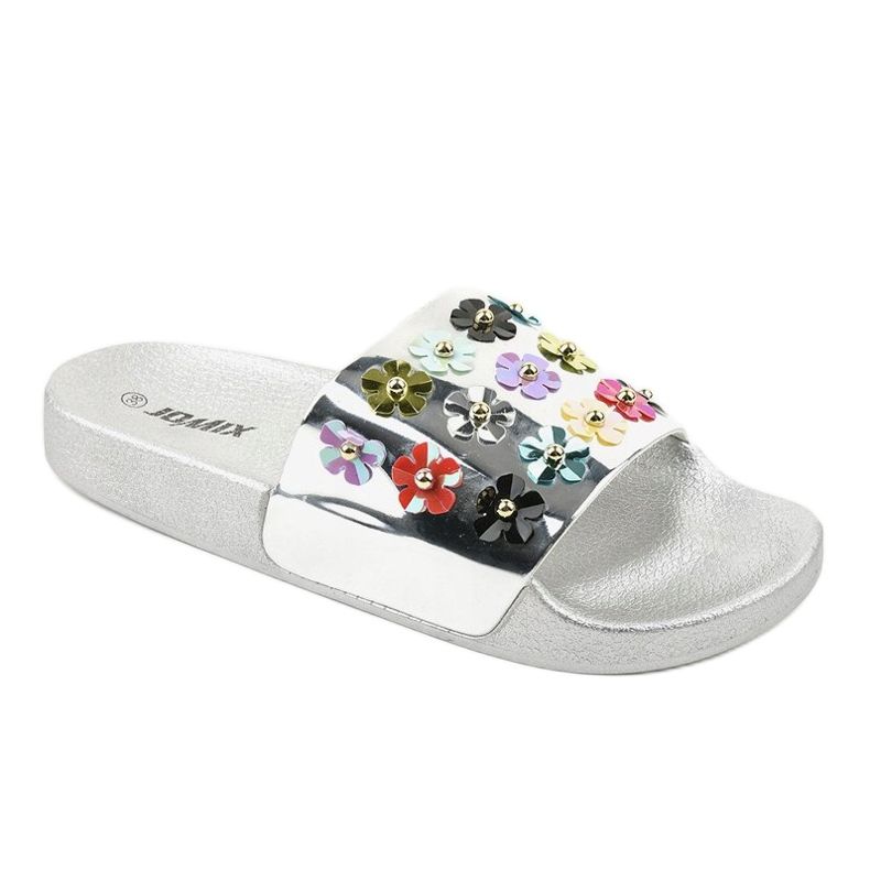 Hopeiset tossut kukilla D7659-3 harmaa 1