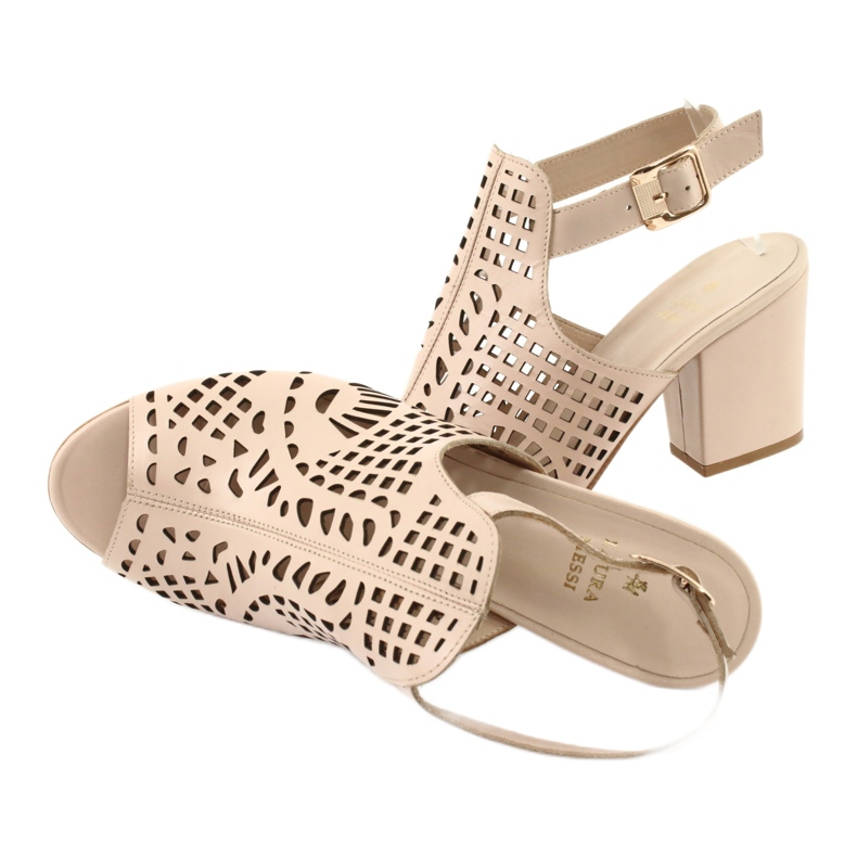 Sandaalit baarissa Laura Messi 1924 Nahka Beige Montoro vaaleanpunainen 5