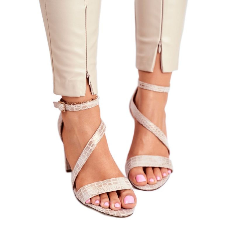 Gladiator -sandaalit Sergio Leone SK870 beige kultainen 2