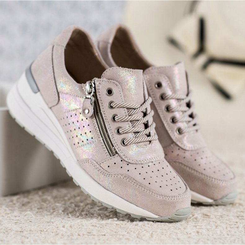 Nahkaiset lenkkarit VINCEZA -vetoketjulla ruskea 2