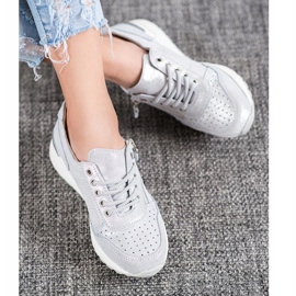 Nahkaiset lenkkarit VINCEZA -vetoketjulla harmaa 2