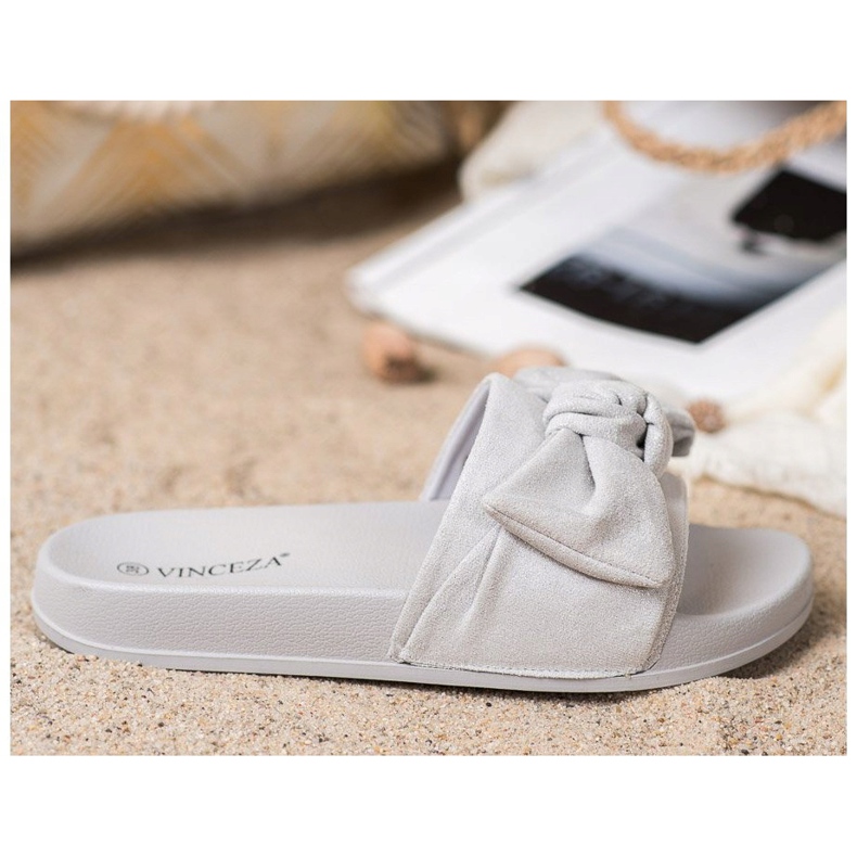 VINCEZA -tossut, joissa rusetti harmaa 2