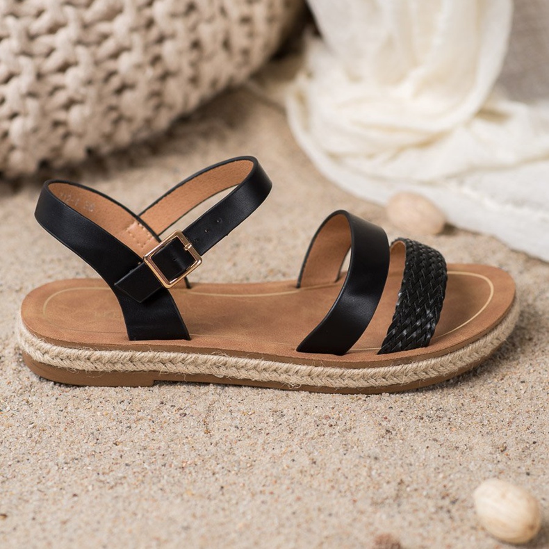 SHELOVET Punotut Eco Nahka Sandaalit musta 1