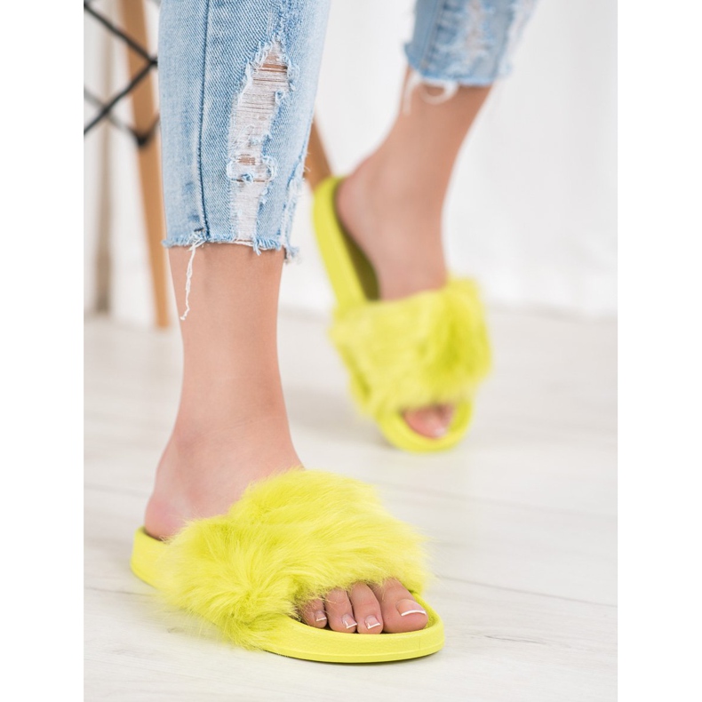 SHELOVET Kumiset tohvelit turkiksella monivärinen vihreä 2