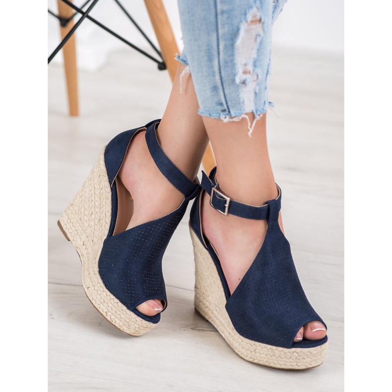 SHELOVET Avoimet kiilamaiset sandaalit sininen 2