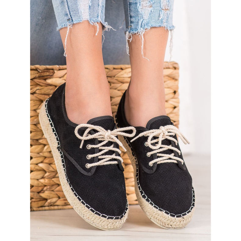 SHELOVET Suede Espadrilles musta 2