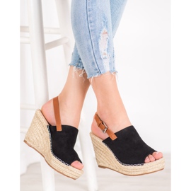 Small Swan Muodikkaat mokkanahkaiset sandaalit musta 2