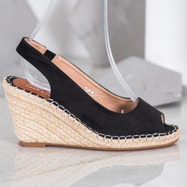 Small Swan Mustat sandaalit korkealla kiilalla 2