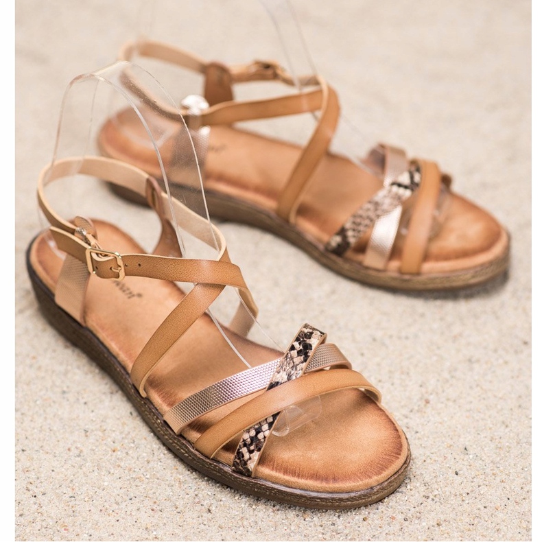 Small Swan Tyylikkäät ruskeat sandaalit kultainen 1