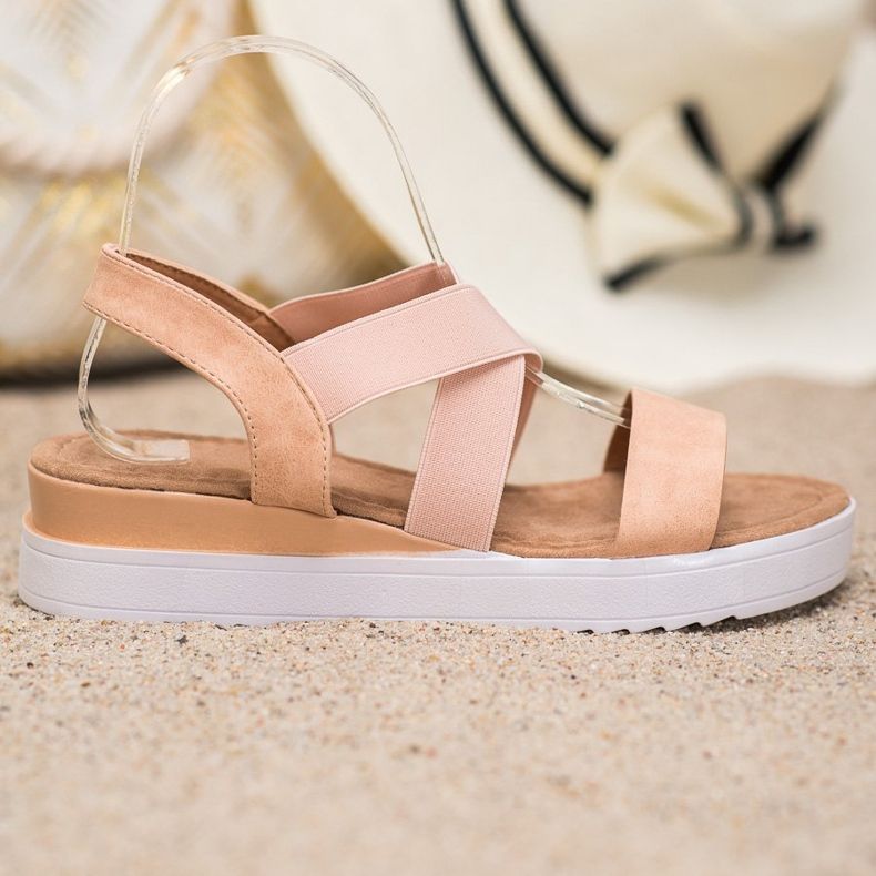 SHELOVET Jauhesandaalit, joissa kuminauhat ruskea vaaleanpunainen 2