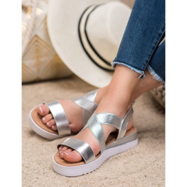 SHELOVET Hopeiset sandaalit, joissa kuminauhat harmaa 2