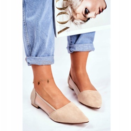 EVE Naisten ballerinat, joissa mesh -mokkanahka Beige Fibe 2