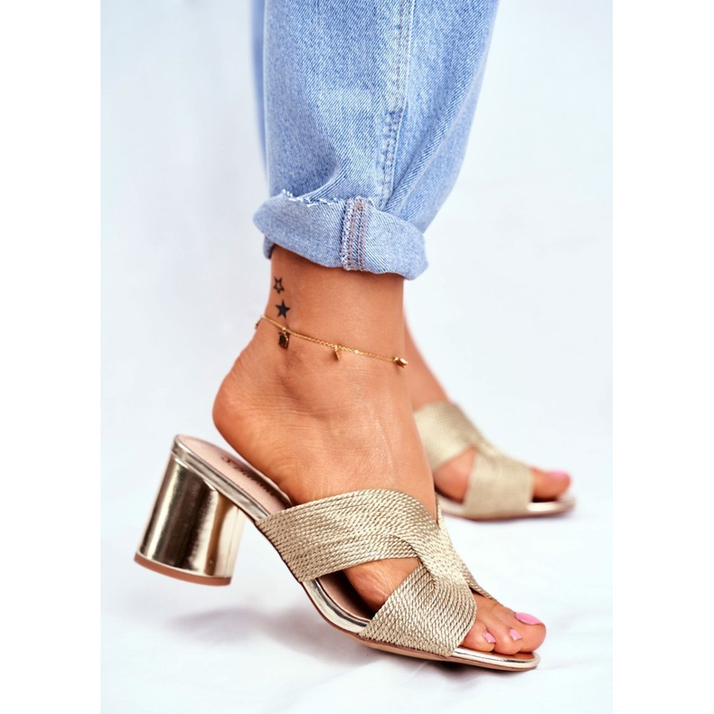 S.Barski Naisten tossut kantapäässä Slip Gold Guest kultainen 1