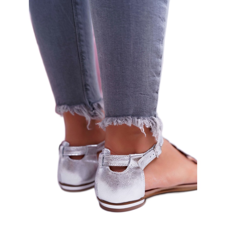 Naisten sandaalit Litteä nahka Hopea Nicole 2403 Melbourne harmaa 3