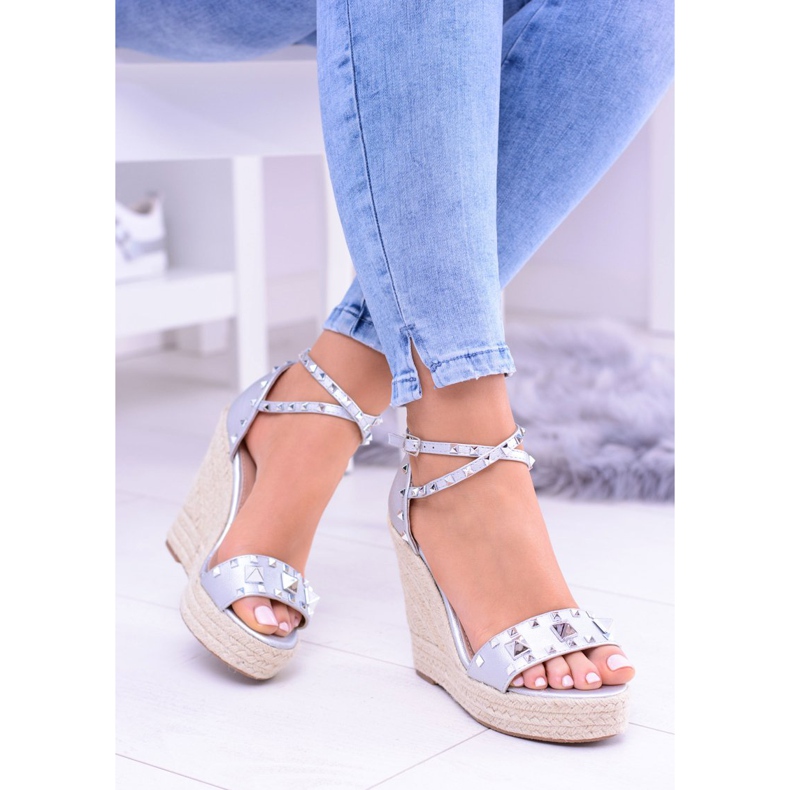 Naisten hopea sandaalit Studs Jet Espadrilles Mariko harmaa 1