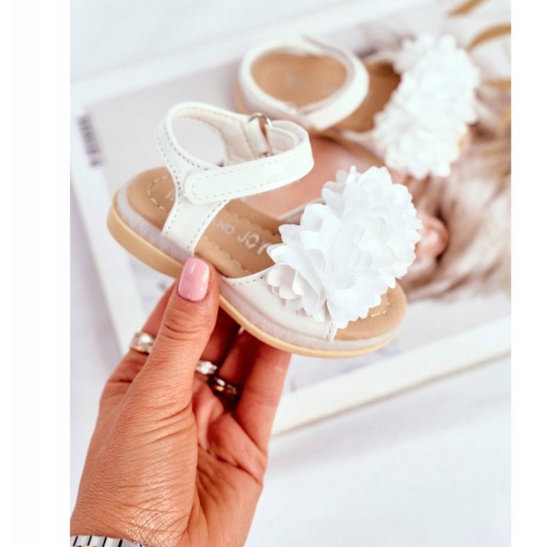 FRROCK Lasten sandaalit tarranauhalla hehkuva valkoinen Milena 1