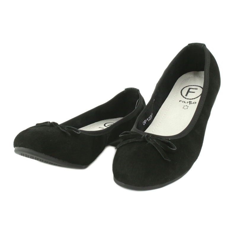 Filippo Mustat nahkaiset ballerinat jousella 1