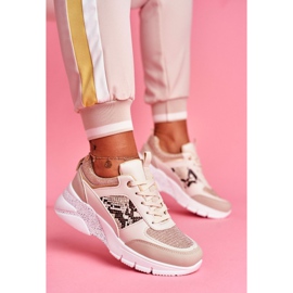 Naisten urheilukengät Beige Glitter Lisbon 1